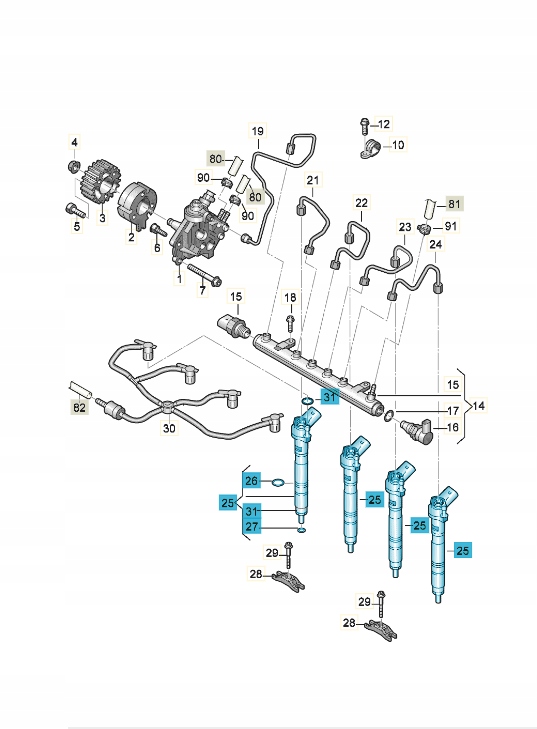 Sada 4 ks vstřikovačů 0445116035 — Volkswagen Multivan Bosch 2.0 TDI